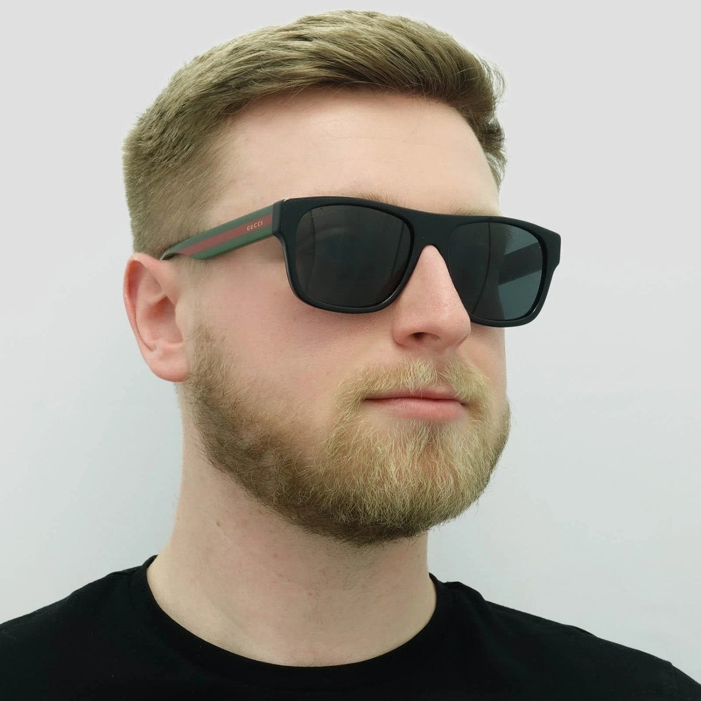 Gucci GG0341S-001 Men's Black Rectangular Sunglasses