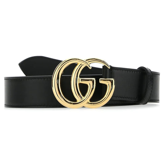 Gucci GG Marmont Black Leather Belt with Double G Buckle