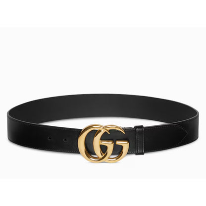 Gucci GG Marmont Black Leather Belt with Double G Buckle