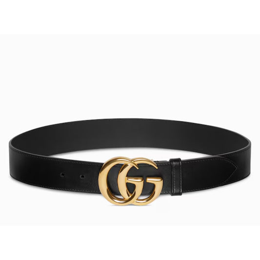 Gucci GG Marmont Black Leather Belt with Double G Buckle