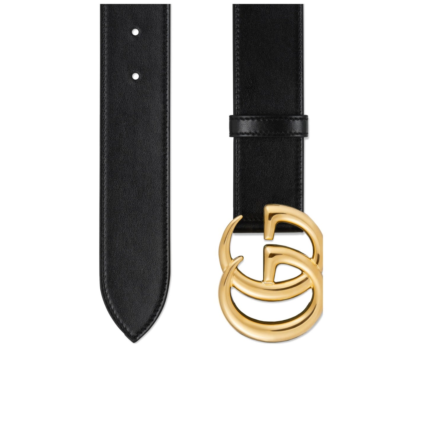 Gucci GG Marmont Black Leather Belt with Double G Buckle