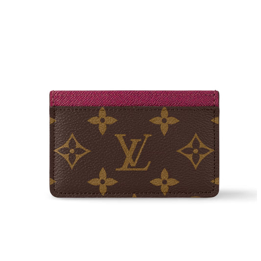 Louis Vuitton Monogram Card Holder Fuchsia Pink Leather Wallet