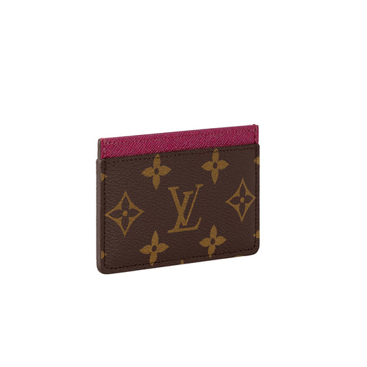 Louis Vuitton Monogram Card Holder Fuchsia Pink Leather Wallet