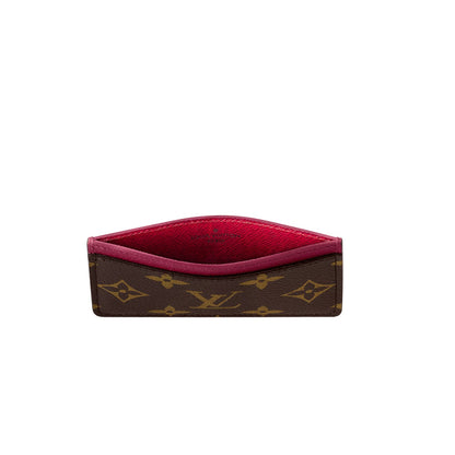Louis Vuitton Monogram Card Holder Fuchsia Pink Leather Wallet