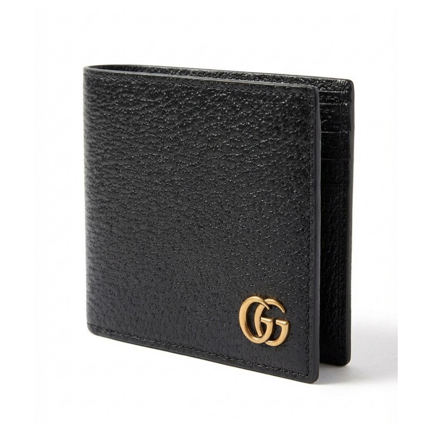 Gucci GG Marmont Bi-Fold Card Case Wallet Black Leather