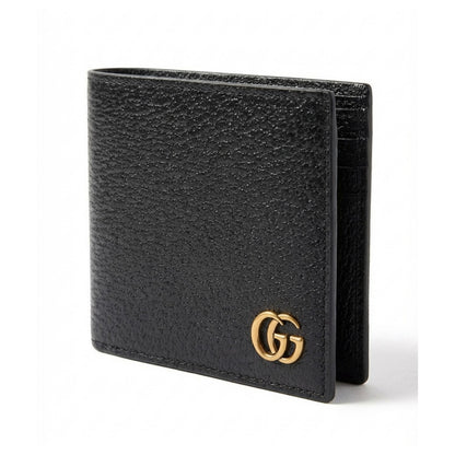Gucci GG Marmont Bi-Fold Card Case Wallet Black Leather