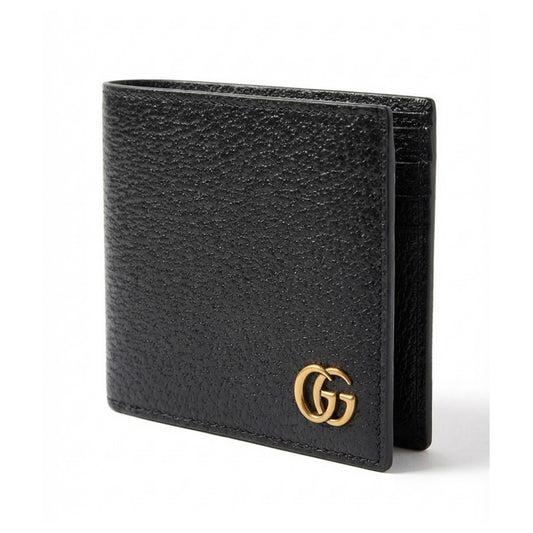 Gucci GG Marmont Bi-Fold Card Case Wallet Black Leather